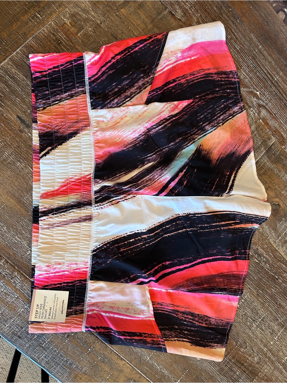 CALIA by Carrie Underwood Pink Black and White Abstract Athletic Shorts